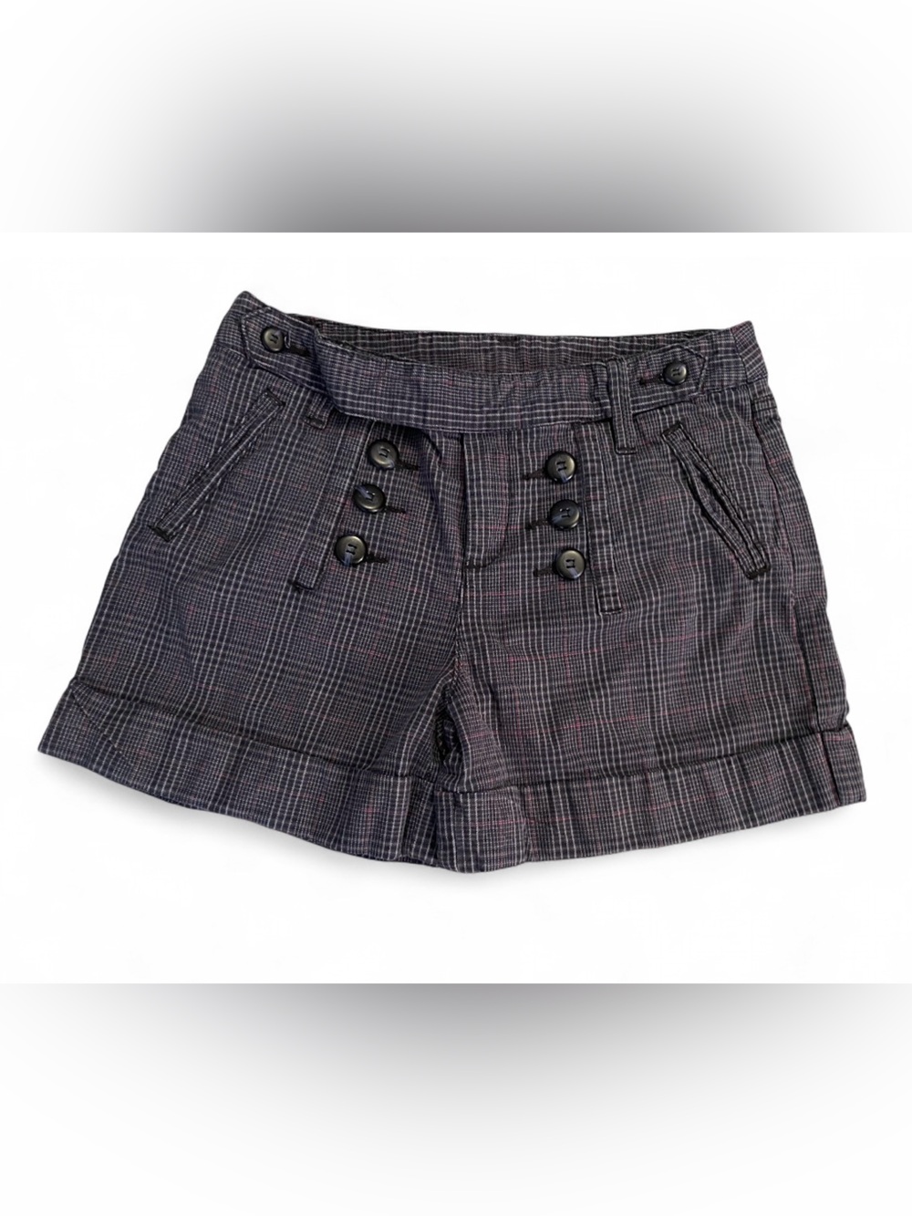 Idra Black and Grey Plaid Sailor Shorts Womens Size 6